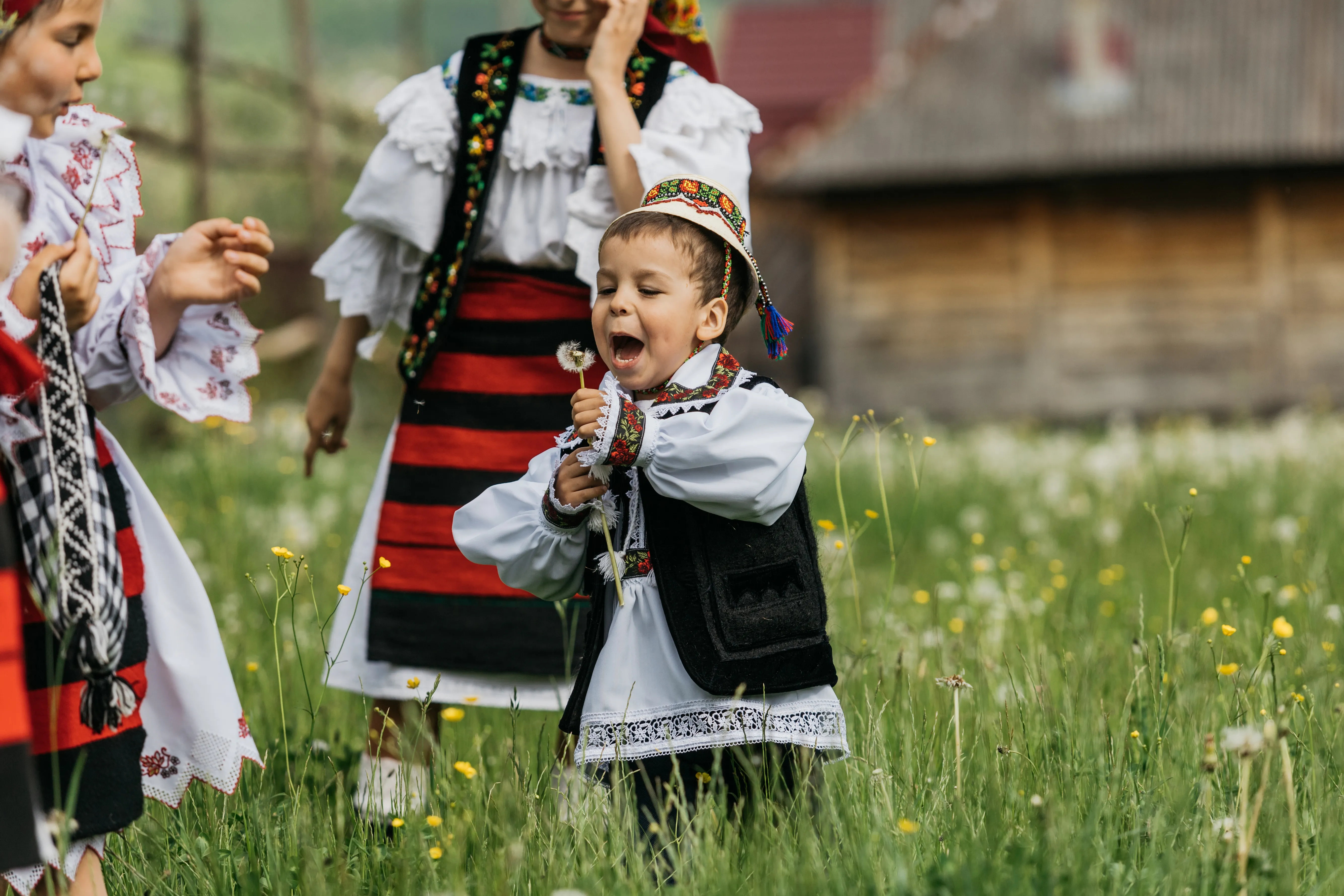 Traditional Romanian folk dancers